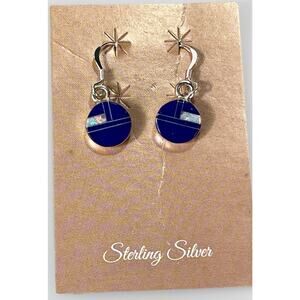 Navajo Sterling Silver Mosaic Opal Inlay Drop Earrings by Cheryl Martinez NEW